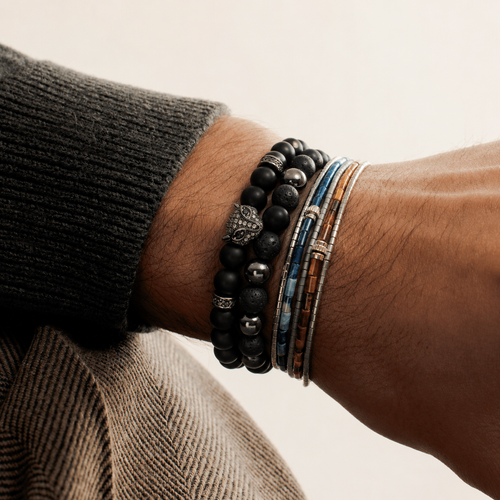 The Guardian Stack — Black Obsidian Protection Bracelet Set